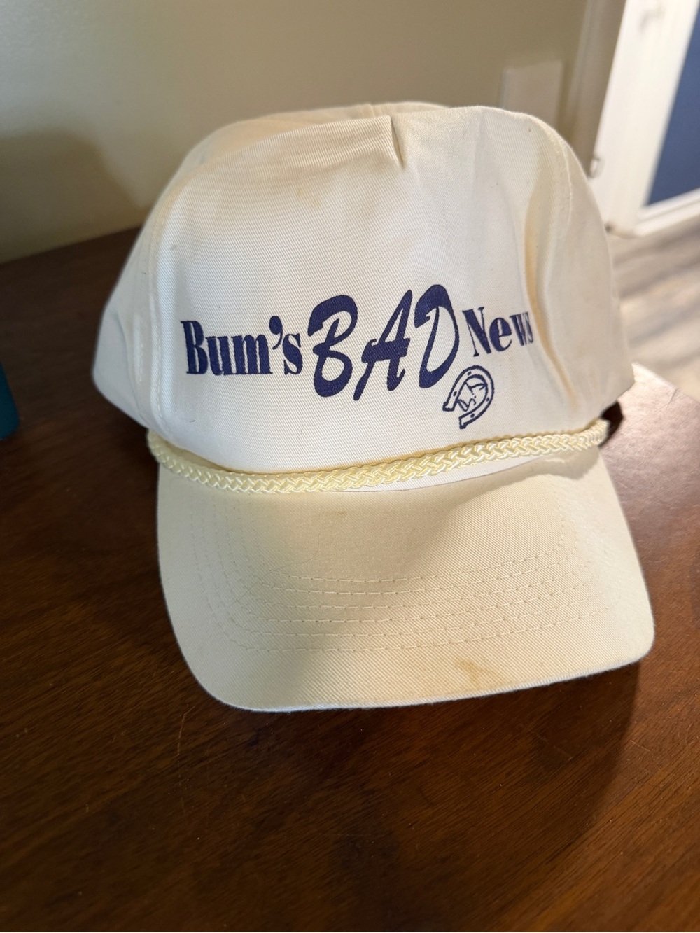 Bum's BAD News Cream Rope-Trim Baseball Cap